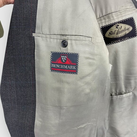 Sid Landen Benchmark Men’s 2‑Piece Gray Wool Suit 44L (Fits 44 Long) 38x31 Pleat - Picture 15 of 16